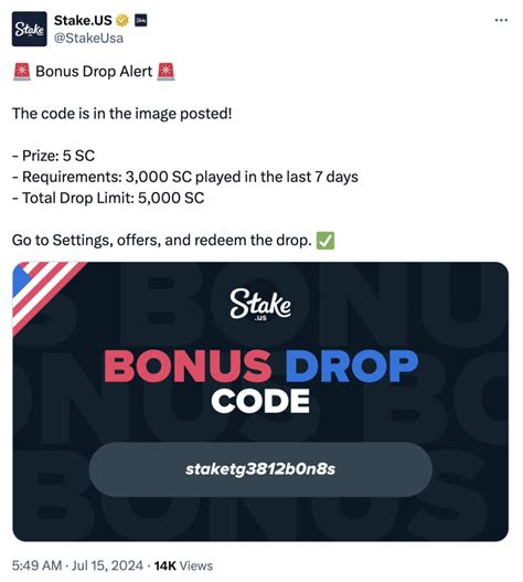 bonus drop code stake|code promo my stake.